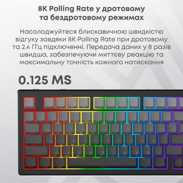 Бездротова механічна клавіатура Ajazz AK820 V2 White Peach Switch (AK820-V2-WP-S-BG)