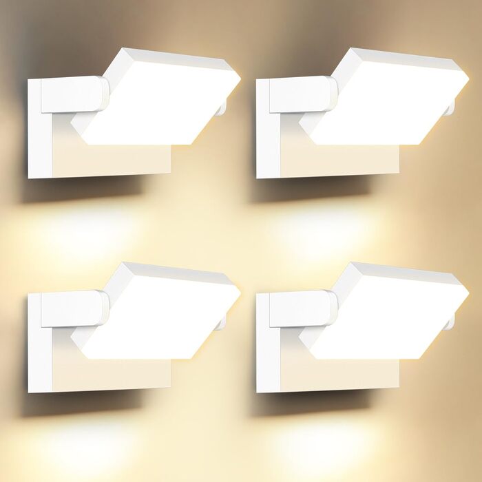 Набір LED стінових світильників ledmo 60W (4 шт), 360° панель, 5000 Лм, IP65 водонепроникні, тепле біле світло 3000K для вулиці та дому