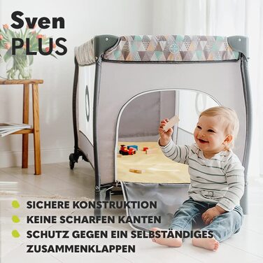 Дитяче ліжечко-манеж Lionelo Sven Plus 4 в 1 з пеленатором, москітною сіткою, бічним входом і сумкою, для дітей від народження до 15 кг, складане
