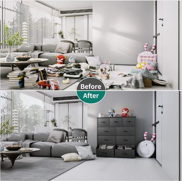 Комод YITAHOME з 9 тканинними шухлядами, чорний, індустріальний стиль, для спальні, вітальні, дитячої кімнати, коридору