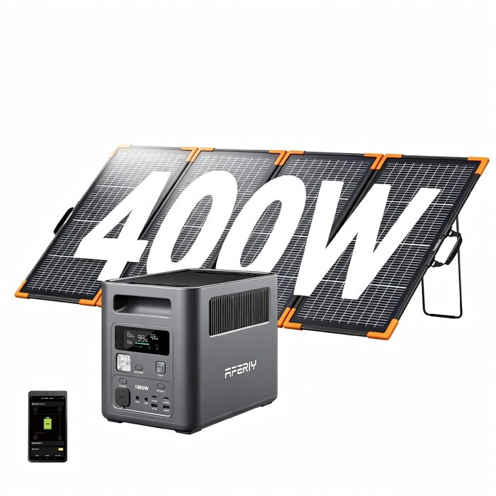 Портативна зарядна станція AFERIY 1800W 1024Wh LiFePO4, сонячний генератор з швидкою зарядкою 1 год, ДБЖ <10мс, 9 виходів, чиста синусоїда 230V, керування через додаток, для кемпінгу та дому