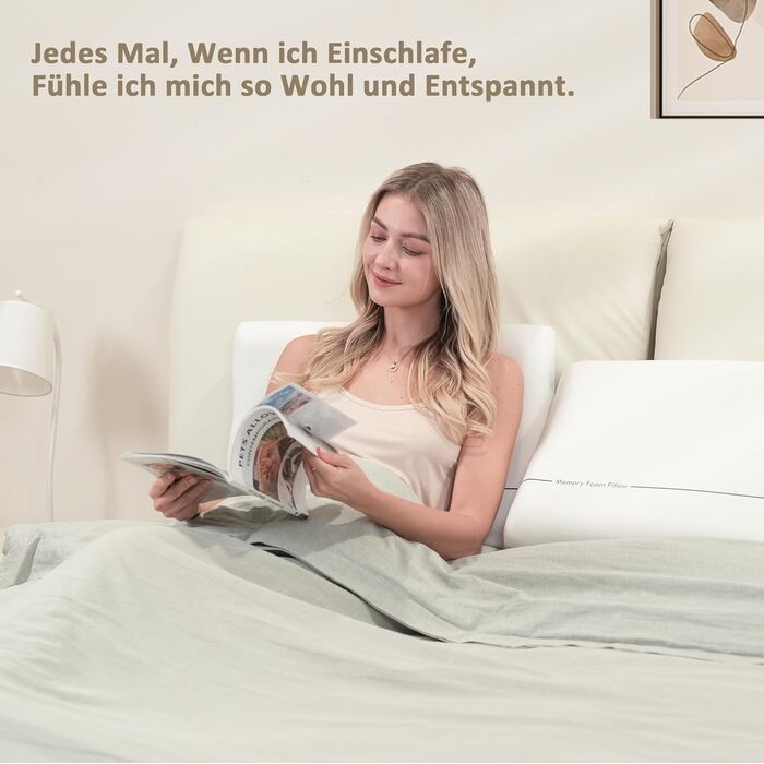 Подушка з піни Memory Foam Winthome з двостороннім регулюванням жорсткості 60x40x10 см, біла. Ортопедична подушка для сну на спині, боці та животі, сертифікат Oeko-Tex