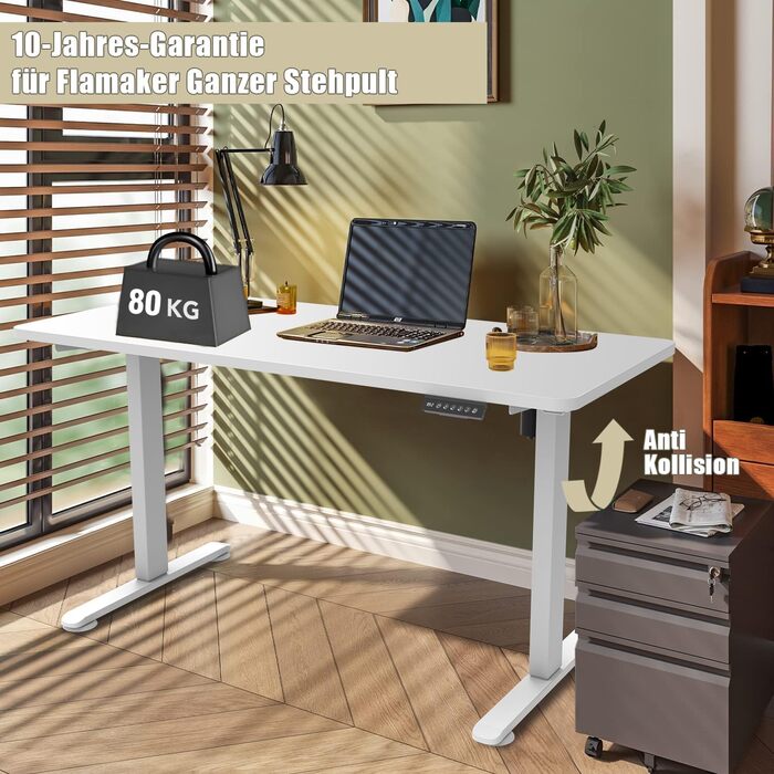 Електричний регульований стіл Flamaker 140×60 см із USB, чорний, на колесах