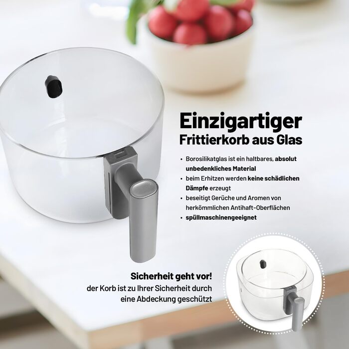 Аерофритюрниця Lauben Glass&Grill 3в1 5500BG, 5,5 л, скляний кошик, 6 програм, гриль і сковорода