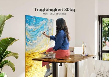 Електричний стіл Claiks з регулюванням висоти, 140x60 см, чорна рама, стільниця вінтажна коричнева, робочий стіл для дому та офісу