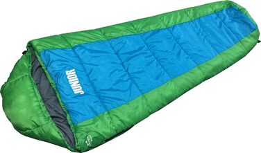 Дитячий спальний мішок EXPLORER JUNIOR 170x70x50 см мумія для кемпінгу, зелено-синій
