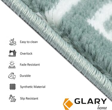 Набір 15 самоклеючих килимків для сходів Glary Home 22x71x1,2 см, квадратний візерунок, біло-блакитний