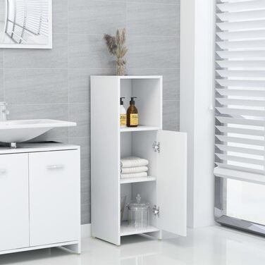 Шафа для ванної vidaXL, 3 відділення, 1 дверцята, білий, 30x30x95 см, ДСП