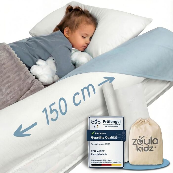 Подушка для годування Zoula Kidz® надувна, портативна (150 см) з бавовняним чохлом OEKO-TEX – для подорожей та дому