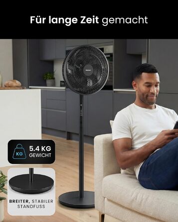 Вентилятор підлоговий Pro Breeze AirFlo Slim: 3 швидкості, 95° поворот, таймер 9 год, пульт, для дому та офісу, чорний
