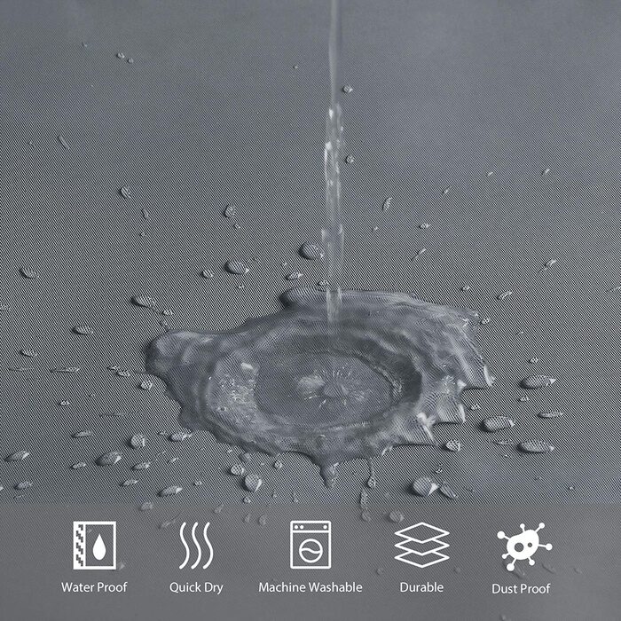 Душова штора Furlinic 200x200 см, антибактеріальна, водонепроникна, для ванни та душу, EVA, темно-сіра, з 12 кільцями, антицвілева, з обважнювачем