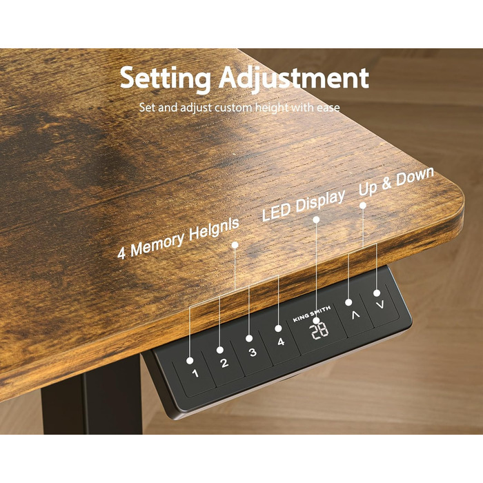 Електричний стіл WALKINGDESK з регулюванням висоти, 2 шухляди, 121,9x61 см, ергономічний робочий стіл для дому, з полицею, тримачем для ручок, гачком, рустикальний коричневий