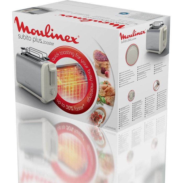 Тостер Moulinex LT261D Subito з 2 слотами, 850 Вт, червоно-чорний - для хліба та булочок