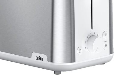 Тостер Braun PurShine HT1510 White – 2 відділення, 8 режимів підсмажування, розморожування, підігрів, висувний піддон для крихт, 900 Вт