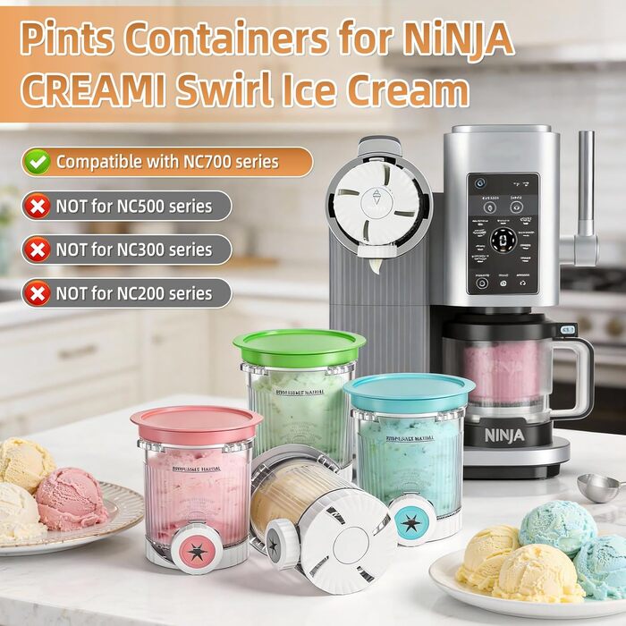 Контейнери Hejo для Ninja Creami Deluxe (4 шт, 680 мл) - Пінта для морозива NC500/NC501/NC700eu