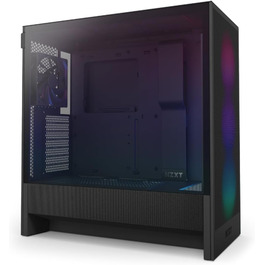NZXT H5 Flow RGB 2024 – компактний ATX корпус для геймінгу з високим повітряним потоком, F360 RGB, підтримка радіаторів 360 мм (фронт) і 240 мм (верх), загартоване скло, чорний