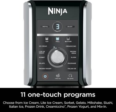 Ninja CREAMi Deluxe - 11 функцій для приготування морозива, сорбетів, смузі та заморожених напоїв. Сріблястий колір, 2 XL контейнери для сім'ї, ідеально для дітей