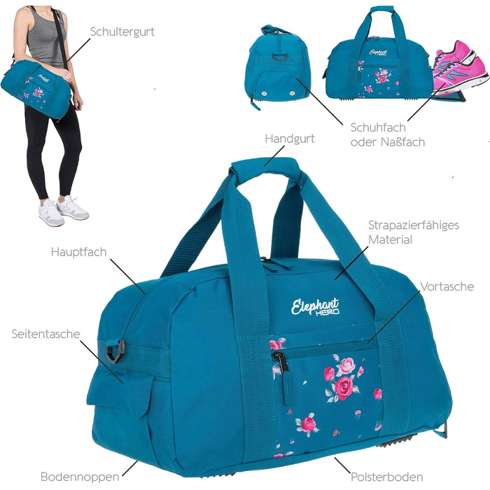Набір шкільний рюкзак Elephant Hero Signature 12868, 3 предмети, колір Violet Cube (Blue Flower / Блакитний та Рожевий)