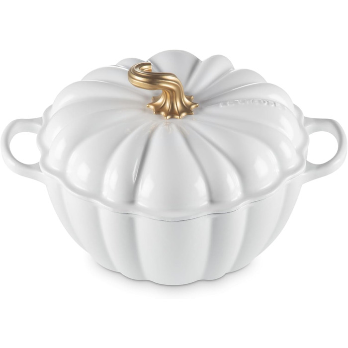 Кокотниця Le Creuset Figurale Kürbis, емальоване чавун, 4 л, білий колір з мідним ручками