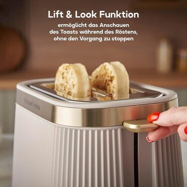 Тостер Russell Hobbs Brontë Stone на 2 тости, 6 режимів, кремовий - 26761-56
