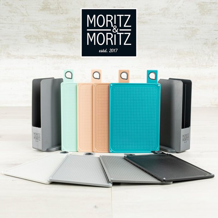 Набір з 3 кухонних обробних дощок Moritz & Moritz, пластик, 32x22 см, зі стійкою, великі, для кухні, підходять для посудомийної машини, гігієнічні