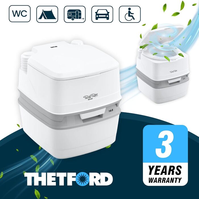 Переносна унітаз-туалет Thetford Porta Potti 165 Single для кемпінгу, караванів та автодомів, легкий та зручний у чищенні, 38.3 x 41.3 x 42.7 см