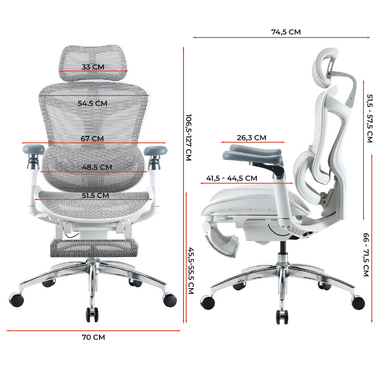 Крісло офісне з підставкою для ніг Sihoo DORO C300 Pro Mesh White with footrest
