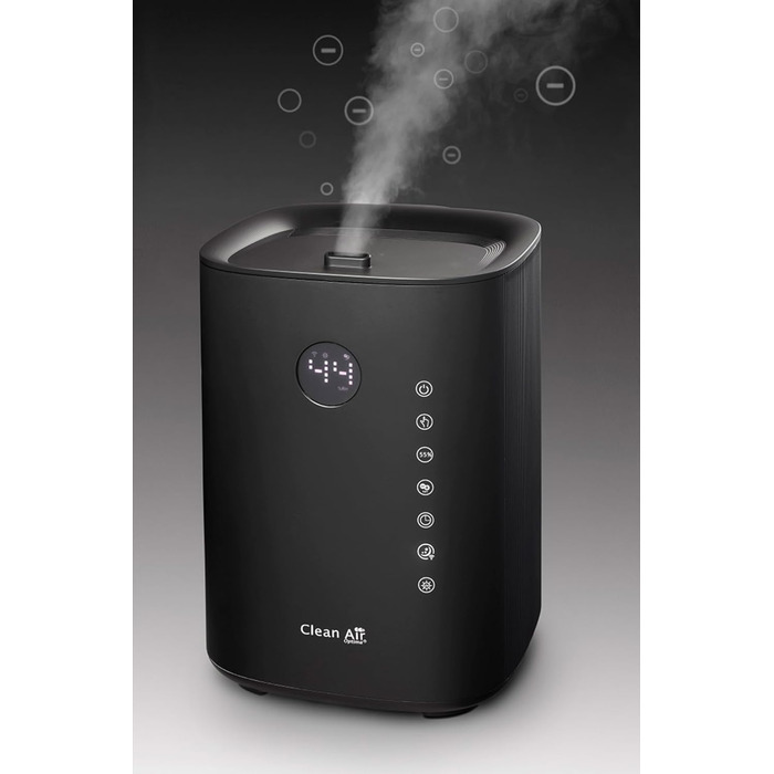 Ультразвуковий зволожувач повітря Clean Air Optima CA-605B з UVC-стерилізацією, іонізатором та аромадифузором, 480 мл/год, для приміщень до 65м², чорний