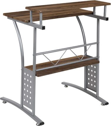 Комп'ютерний стіл Flash Furniture з металу та МДФ, полицями, рустикальний горіх