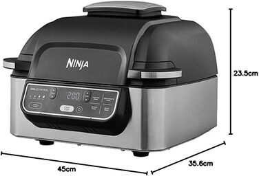 Гриль і аерофритюрниця Ninja Foodi 5,7 л, 5-в-1, чорний/срібний, AG301EU, з антипригарними частинами, електрична мультифункціональна фритюрниця для смаження без олії