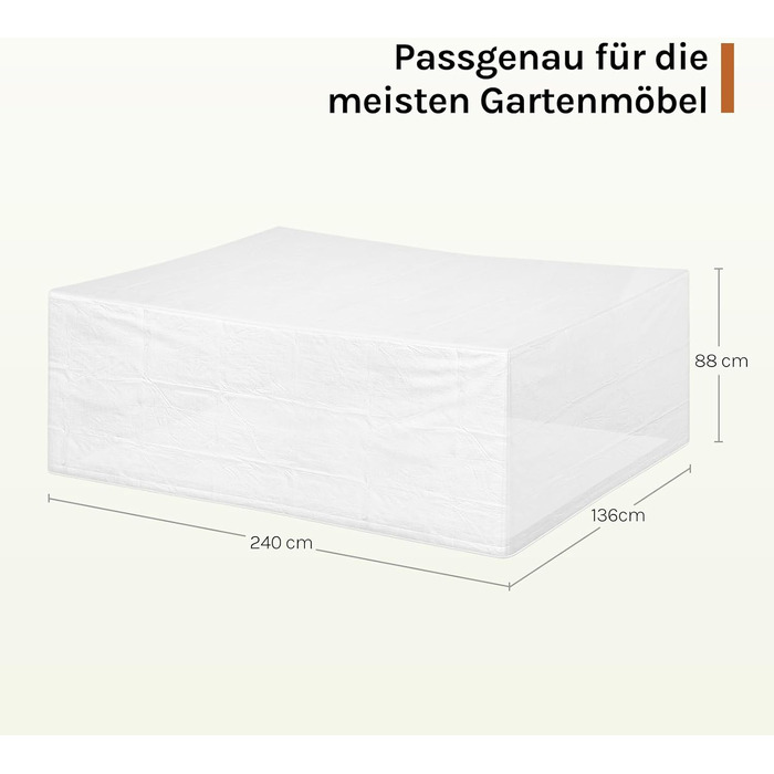 Чохол захисний для садових меблів WOLTU 242x162x100 см, PE, UV-стійкий, водонепроникний, зимовий, прозорий