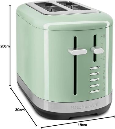 Тостер KitchenAid для 2 скибок, ретро дизайн, нержавіюча сталь (Колір: Фісташка) - 7 функцій