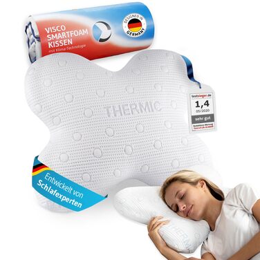 Подушка для сну на боці ACAMAR у формі метелика з терморегулюючим чохлом Thermic, біла