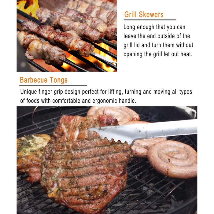 Grilljoy набір для гриля 20 предметів з нержавіючої сталі у алюмінієвому кейсі, професійний набір аксесуарів для барбекю, подарунок для чоловіків і жінок, сріблястий