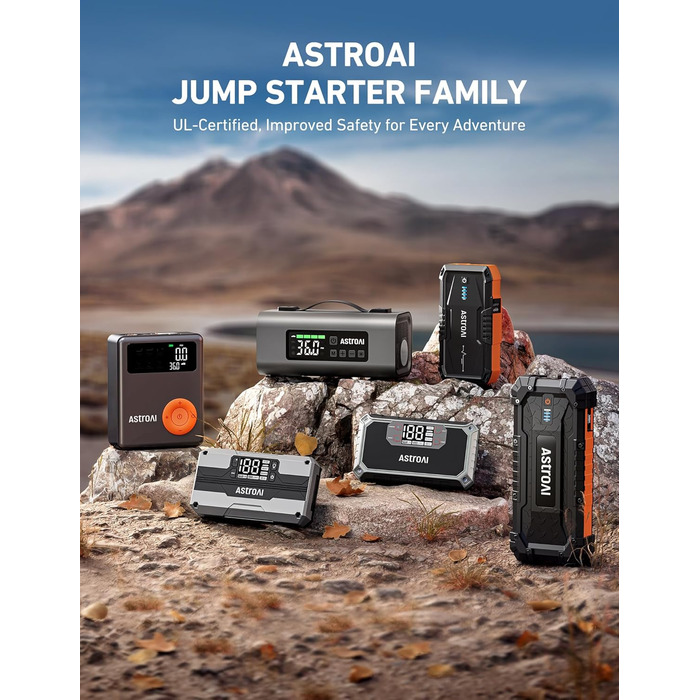 Powerbank Starthilfe AstroAI B8 для автомобіля: 1500A, 7.0L бензин/5.5L дизель, QC 3.0 USB, LED, 12V