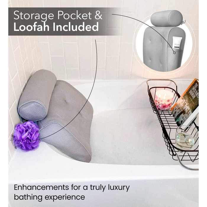 Подушка для ванни Everlasting Comfort – розкішна ортопедична подушка для голови, шиї та спини, підтримка для ванни, спа і релаксу