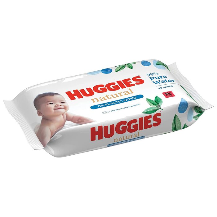 Дитячі вологі серветки Huggies Natural Biodegradable Sensitive, біорозкладні, для чутливої шкіри, велика упаковка (8х48 шт)
