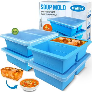 Контейнер для морозива Walfos® 1.5л, 2 шт. + Форми для льоду (4 шт.) - багаторазовий, силіконовий кришка, для домашнього морозива та йогурту