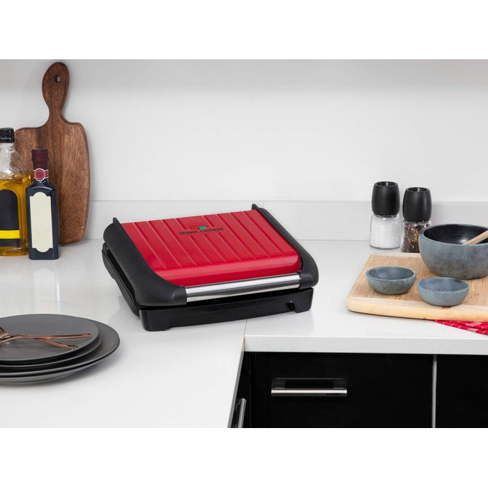 Контактний гриль George Foreman Family Steel Rot (28x17 см) - для 5 порцій, для м'яса, риби та овочів, Паніні та сендвічі, зменшує жир до 42%