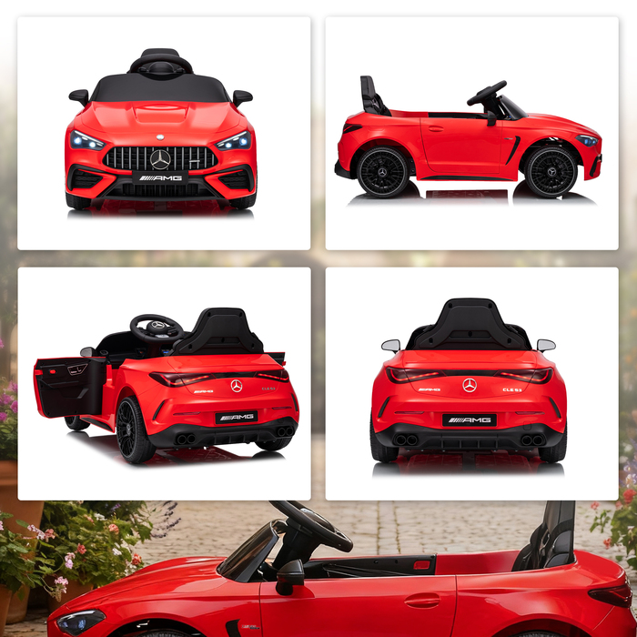 Електромобіль для дітей Kinder, дизайн Mercedes-Benz, двигун 12V, пульт дистанційного керування, світлодіодні фари, музика, для дітей віком 3-6 років, червоний