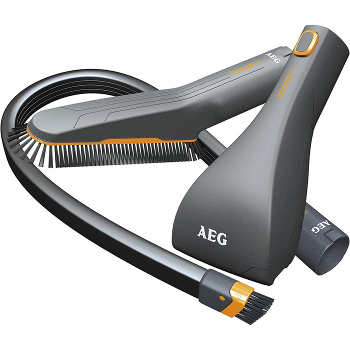Набір насадок AEG AKIT12 для пилососа 360° Home & Car (детальна чистка, м'яка щітка, гнучка щілина, міні-турбощітка, для 36 мм овальної труби, сірий, чорний)
