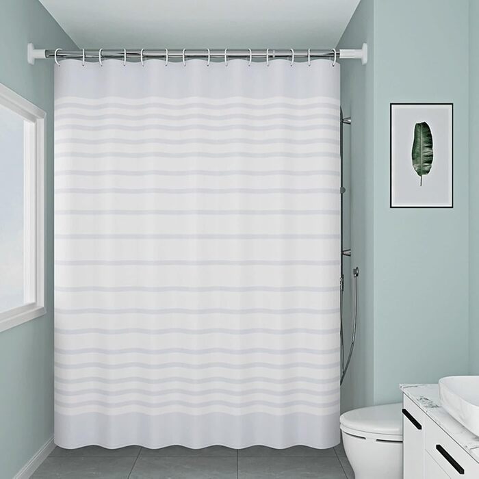 Білий душовий шторка PEVA 300x200 см XXL, антипліснява, смугаста, прана, для ванної, гуртожитків