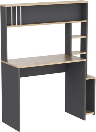 Комп'ютерний стіл HOMIDEA Olivia з полицями 114x45x139 см, антрацит, для офісу, вітальні або дитячої кімнати