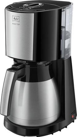 Кавоварка Melitta Enjoy Top Therm з термокухлем із нержавіючої сталі, фільтр-кавоварка з крапельним стопом, до 10 чашок, сталь/чорна
