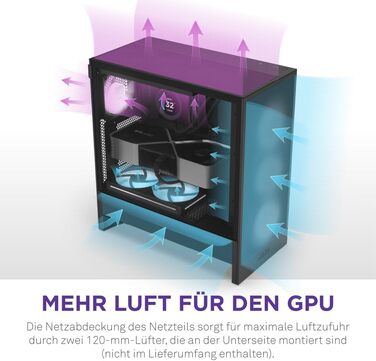 NZXT H5 Flow – компактний ігровий ATX Midi Tower корпус для ПК, високий повітряний потік, 2 вентилятори 120 мм, підтримка радіатора 360 мм спереду та 240 мм зверху, чорний