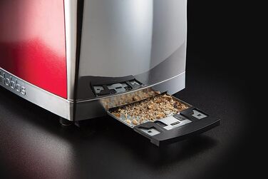 Тостер Russell Hobbs Luna Edelstahl Red для 2 скибок хліба з широким прорізом, з підставкою для булочок, 6 режимів підсмажування, розморожування та підігрів - 23250-56