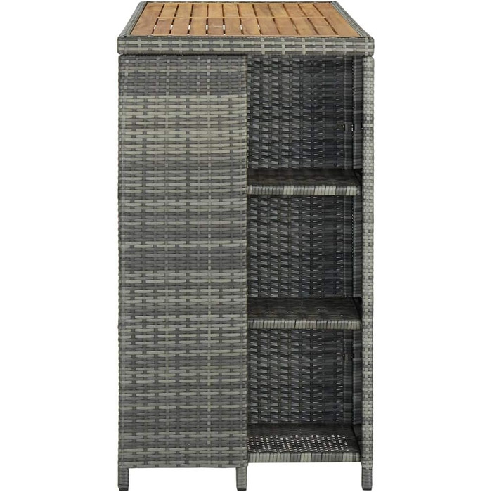 Барний стіл із полицею vidaXL, кухонний високий стіл, сірий, 120x60x110 см, поліратан