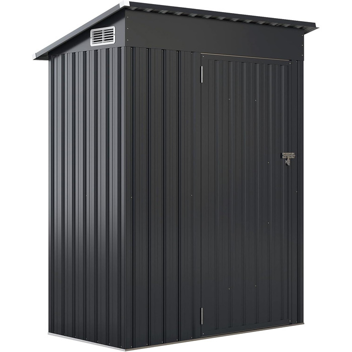 Металевий садовий будиночок COSTWAY 150x90,5x185 см, 1,5 м³, з похилим дахом та дверями, замикається - сірий