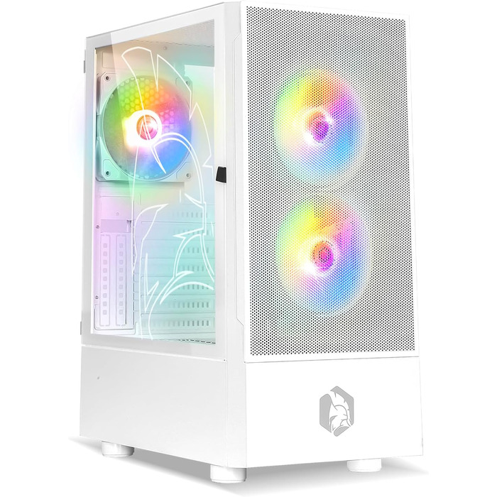 Корпус для ПК EMPIRE GAMING Sapphire ARGB середній Tower ATX/mATX/ITX, білий, з бічною панеллю із загартованого скла, 3 ARGB вентилятори 120 мм, MB Sync