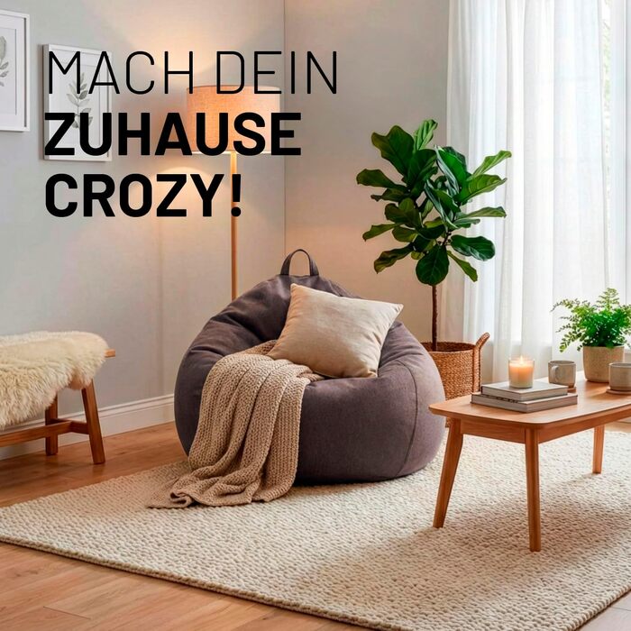 Мішок для сидіння Lumaland Comfort Line 80x90x50 см, темно-сірий - м'яке та зручне крісло-мішок для дітей та дорослих з EPS-гранулами